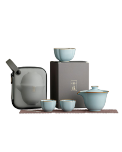 Tangfeng Li Guilian Ru Kiln Travel Tea Set Portable Quick Cup High-end Tea Set Gift Mid-Autumn Festival Present Souvenir