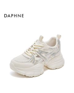 Daphne Mesh Platform Sneakers Women's Breathable Chunky Sole Casual Shoes 4025101793 Hollow Beige 36