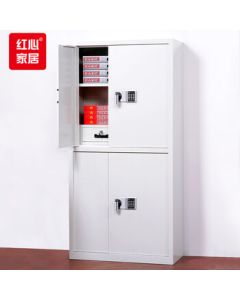 Red Heart Double-Section Security Cabinet HXBMG01 with Drawer Filing Cabinet Steel Cabinet 900*420*1850mm Off-White 1 Unit