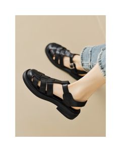 DAPHNE Woven Roman Sandals for Women 2024 Summer Ultra-Thick Soft-Sole Versatile Casual Sandals Black 35