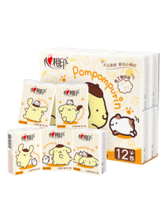 Xinxiangyin Pocket Tissues Cinnamoroll Limited Edition IP, 4-Ply 7 Sheets per Pack 12 Packs, Printed Portable Tissues Wet and Tough