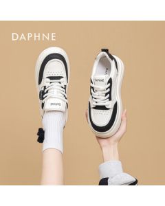 DAPHNE DAPHNE Women's Thick-Soled Canvas Shoes in Beige/Black Size 39
