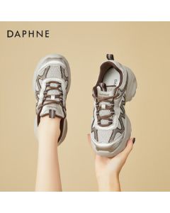 DAPHNE Chunky Heel Dad Shoes for Women, Lightweight Soft-Sole Sneakers with Heightening Effect, Makes Feet Look Smaller, Casual Sports Shoes - Brown, Size 36