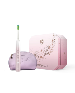 PHILIPS Electric Toothbrush for Adults - Couples Set, Gift for Him/Her Birthday, 10x Plaque Removal with 1 Brush Head, DiamondClean 9 Series Pro Gift Box, Sakura Pink