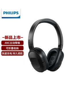 PHILIPS Over-Ear Bluetooth Wireless Headphones, Slim Gaming Headset with Active Noise Cancellation, Fast Charging, Multi-Point Pairing, Compatible with Apple and Android Devices - H6506 Black