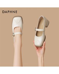 Daphne Spring British Style Chunky Heel Loafers Women's Shoes 4025101062 Beige 37
