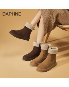 DAPHNE DAPHNE Women's Platform Snow Boots 2025 New Winter Shoes Furry Boots Fleece-Lined Thickened Cotton Boots