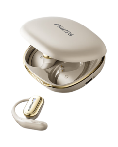 PHILIPS TAT3759 True Wireless Bluetooth Earphones, Ear-Hook Open-Ear Bone Conduction Concept, Non-In-Ear Clip-On Sports Running Headphones with Long Battery Life and Noise Cancellation, Universal White