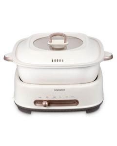Daewoo Electric Hot Pot Dual Inner Pot Detachable Design Retro Slide Control DYZG-6L16 Warm White