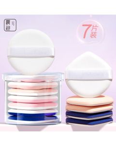 Morning Hue Cushion Puff Loose Powder Sponge (7-Piece Mixed Colors) Makeup Blender Face Wash Foundation Sponge, Universal for Dry and Wet Use
