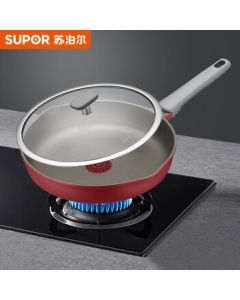 SUPOR Red Dot Titanium Non-Stick Frying Pan 28CM Flat Bottom Pan for Steak, Stir-Fry, Eggs, and Pancakes NJ28WA4