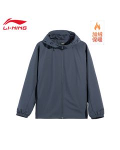 LI-NING [Fleece-Lined Warm] Men's Windbreaker Jacket - Comfortable Hooded Long-Sleeve Casual Sports Windproof Coat