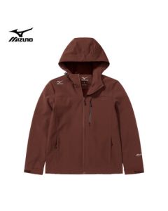 Mizuno Men's Outdoor Cotton Jacket Long Sleeve Hooded Windproof Warm Coat - Brick Red XL