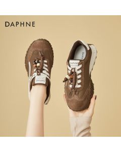 DAPHNE Retro Chunky Sole German Training Shoes for Women - Soft-Soled Agate Sneakers, Versatile Fashion Casual Sports Shoes - Brown, Size 37