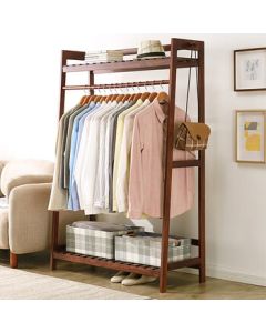 JIAYI Solid Wood Coat Stand, Floor Clothing Rack for Bedroom, Minimalist Modern Multi-functional Storage Hanger