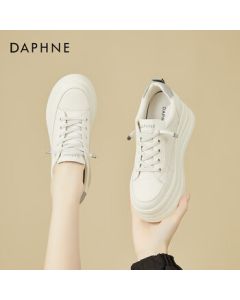 DAPHNE Soft-Sole Comfortable Canvas Shoes for Women, Fashionable Lightweight Versatile Flat Sneakers with Hidden Wedge, Casual White Shoes - Light Gray, Size 35