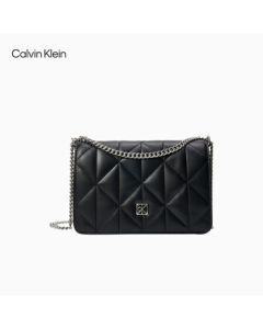 Calvin Klein Women's Bag 25 Autumn-Winter New Arrival Casual Commuter CK Metal Monogram Letter Shoulder Crossbody Chain Bag Square Bag Gift