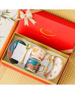 vidsel Chinese-style Coffee Cup Set - Wedding Gift, New Home Gift, Birthday Present, Housewarming, Afternoon Tea Pair Cups, Souvenir