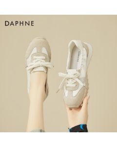 Daphne Flat Comfortable Casual Shoes for Women, Lightweight Versatile Soft-Soled Fashion German Training Sneakers, Beige, Size 38