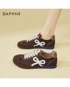 DAPHNE Women's Simple and Comfortable Flat German Training Shoes, Fashionable and Versatile Lightweight Color-Blocked Casual Sneakers, Brown, Size 37