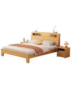 Shenglang Bed Solid Wood Bed Modern Minimalist Slatted Bed Frame Main Bedroom Single Bed 1.2m (No Mattress)