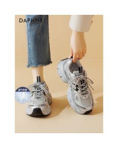 DAPHNE Silver Paris Dad Shoes for Women, 2024 Summer Breathable Casual Sneakers - Silver [Single Mesh Version] Size 35