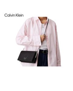 Calvin Klein CK Women's Luxury Metal Logo Crossbody Chain Shoulder Bag K60K613180 Black Mother's Day Gift