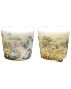MULTIPOTENT Master Cup Chinese White Porcelain Blanc de Chine Kung Fu Tea Cup Pair, High Rim Cup 2-Pack Mid-Autumn Festival Gift