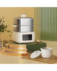 Bear Electric Steamer Double-Layer Multi-functional Stewing Pot with Timer and Auto Power-Off Protection Egg Cooker Stainless Steel Egg Steamer ZDQ-C06H1 YHS