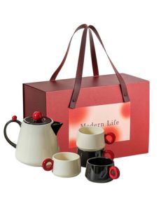 Modern Housewife XYYH-82 Round Ball Black Lid Beverage Set (1 Pot 4 Cups) TM23M10-105