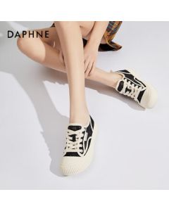 Daphne Women's Flat Canvas Shoes with Mesh Hollow-out Breathable Sneakers, Summer Versatile Comfortable Casual Shoes, Black, Size 37