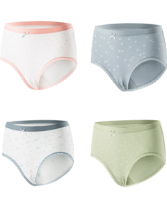 Ordifen Women's Underwear Anti-Bacterial Mid-Rise Snug Fit Xinjiang Cotton Fresh and Simple 4-Pack Goddess Festival Gift XK2A02