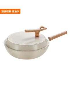 SUPOR Non-Stick Wok with Red Dot Indicator 32CM Frying Pan, Induction Cooker & Gas Stove Compatible PC32QL1