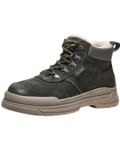 CAMEL Men's Fleece-Lined, Warm, Non-Slip, Height-Increasing Urban Casual High-Top Work Boots G15W136021 Dark Green 43