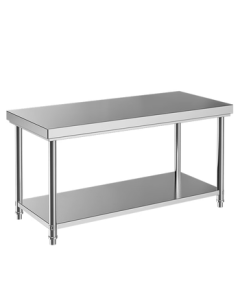 Lecon 201 Stainless Steel Worktable, Restaurant & Hotel Kitchen Prep Table, Commercial Double-Layer Cutting and Storage Workstation 1.5*0.8*0.8m LC-DK-2CZT158