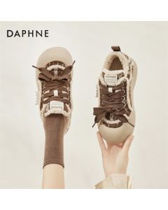Daphne Board Shoes with Fleece Snow Boots for Women, Winter New Style Fuzzy Shoes 4023607022 Fluffy Brown Size 37