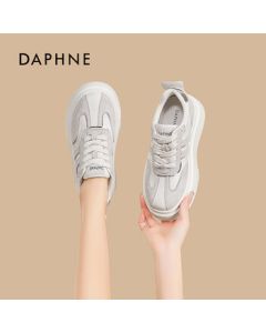 DAPHNE Daphne Women's Thick-Soled Canvas Shoes Casual Student Sneakers White Shoes Beige Size 37