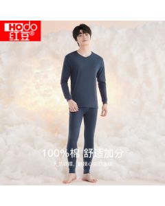 Hongdou Men's Underwear Autumn Thermal Set Pure Cotton V-Neck Thin Cotton Shirt Base Layer New Arrival Dark Gray 175/100