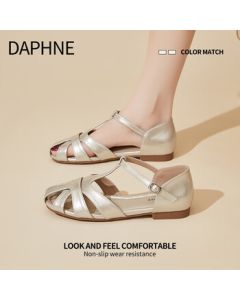 DAPHNE Women's Sandals 2025 New Summer Hollowed-Out Slip-On Flat Breathable Roman Beach Shoes