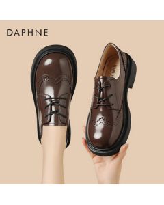 Daphne Women's Brogues British Retro Flat Shoes 4024404054 Red Brown 37