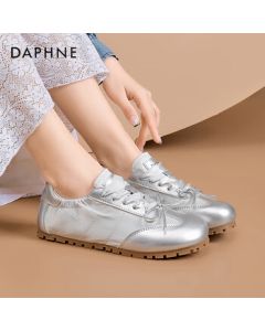 Daphne Pink Ballet Training Shoes for Women 2025 Spring Bow Versatile Flat Comfortable Sneakers Silver 37