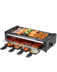 KONKA Electric Grill - Multi-functional Electric Griddle, Non-Stick BBQ Grill for Home Use, Smokeless Roasting Pan, Double-layer Skewer Grill KEG-W261B