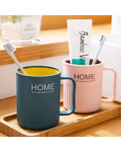 JAJALIN Minimalist Toothbrush Cup with Holder, Thickened Tooth Mug, Nordic-Style Plastic Cup, Single Pack