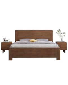 Yokaji Chinese Solid Wood Bed Modern Single Double Bed Rental Room Bed ZT-909# 1.5m Frame Bed + Mattress + 1 Cabinet