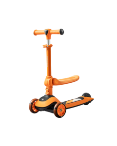 babycare Kids Scooter for Ages 2-3-6, Lightweight Foldable Scooter with Seat, Ride and Glide for Boys and Girls - Pulse Orange