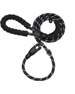 Mengdu Star Pet Dog Leash P-Chain Reflective Anti-Pull Nylon Dog Walking Collar for Medium to Large Dogs, Black L Size