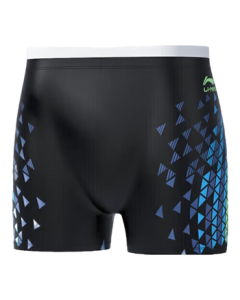 LI-NING Men's Loose Swim Trunks High-End Hot Spring Square-Cut Swimming Briefs Single Piece 123 Black L