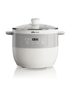 Bear Electric Stew Pot, Double Boiler with Steaming and Stewing Functions, 2.5L with Pre-set Timer | One Pot with Five Inserts | Includes Steamer Basket DDZ-B25Q3
