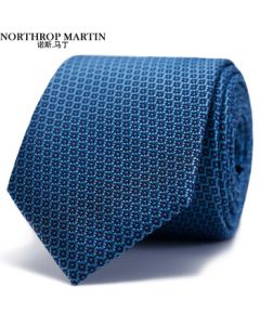 Norths.Martin Premium Silk Tie for Men - Business Formal Hand-Tied Blue Trendy Groom Wedding Gift Box Set with High-End Appeal