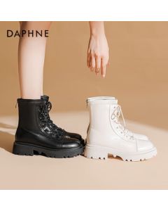 Daphne Women's Martin Boots 2022 British Style Fashion Commuter Mid-Calf Ankle Boots Versatile Boots Black 38
